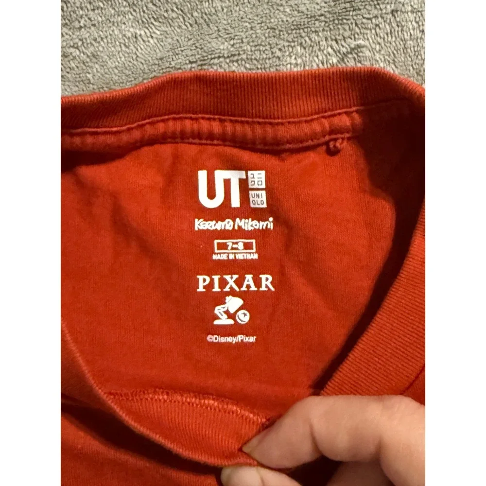NWOT Uniqlo Pixar Cars‎ Size 7-8 Short Sleeve Cotton Shirt Kid Rust Red Orange